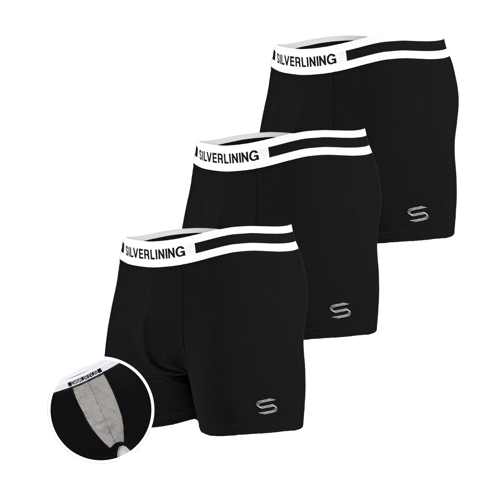 SILVERLINING E M F Blocking Underwear for Men – 3 Pack - Black - Large